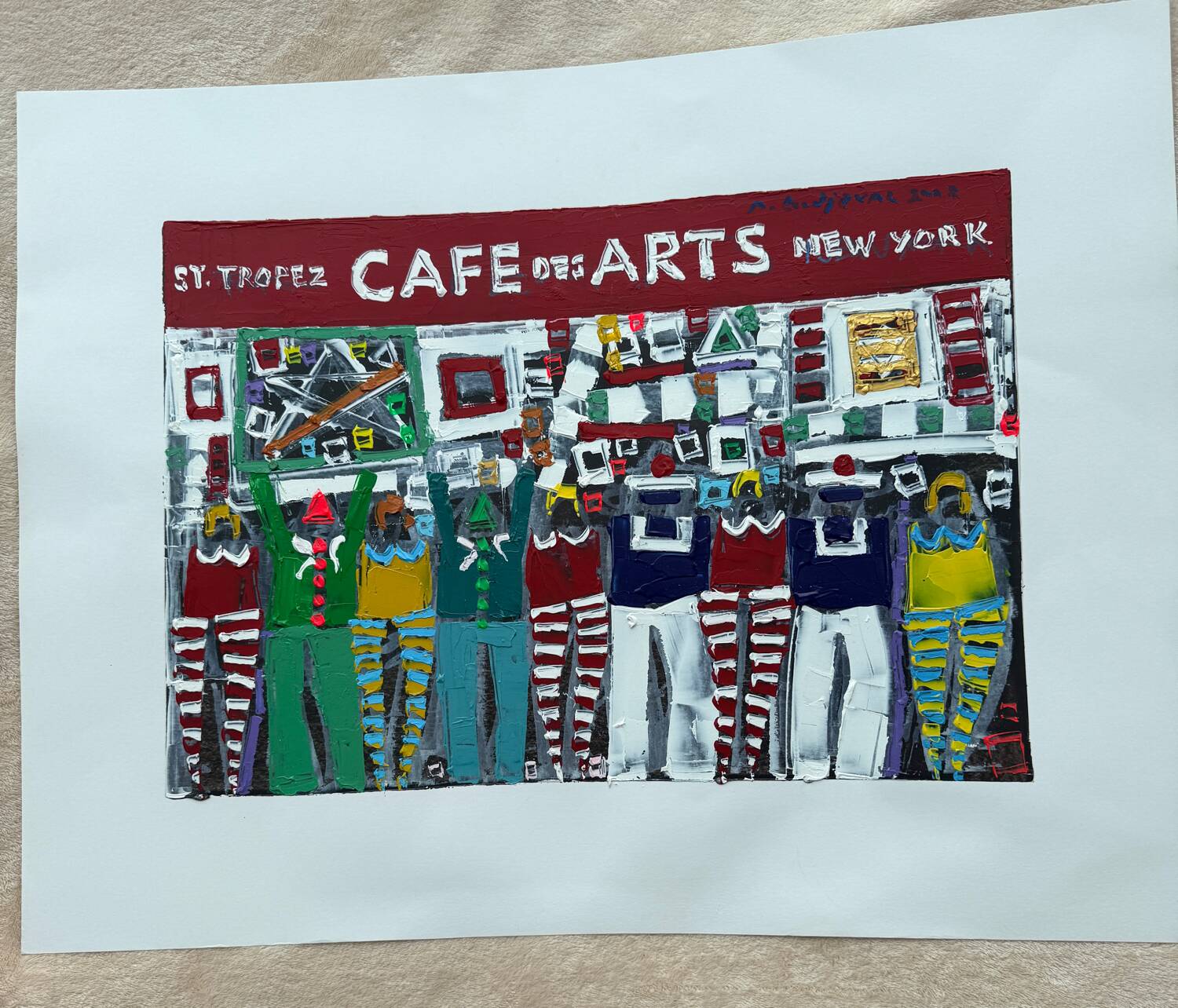 Michel Godjevac – Café des Arts (2008) Original painting signed and d