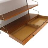 Teak and metal wall shelf, Sweden, 1950s