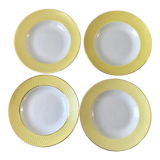 lot of 4 hollow plates Moulin des Loups jaunes textured years 50-60