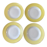 lot of 4 hollow plates Moulin des Loups jaunes textured years 50-60