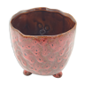 Tripod pot cover in red enamelled ceramic