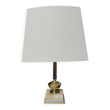 Hollywood Regency table lamp in gold brass and onyx - 1970s