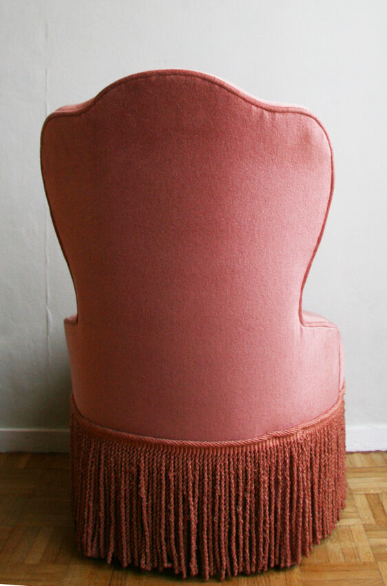 Fauteuil crapaud velours rose