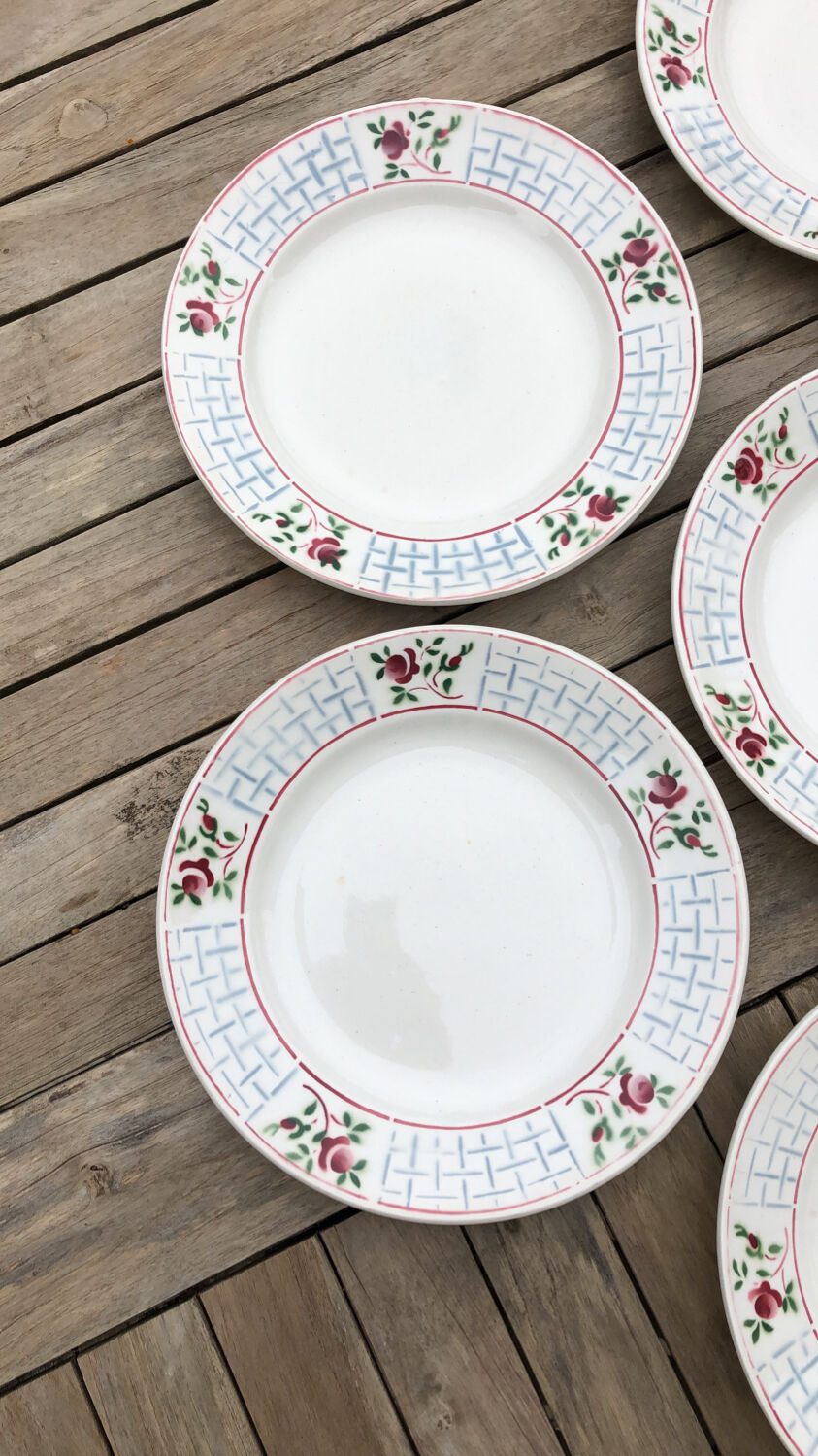 Ensemble de 7 assiettes plates christiane sarreguemines et digoin