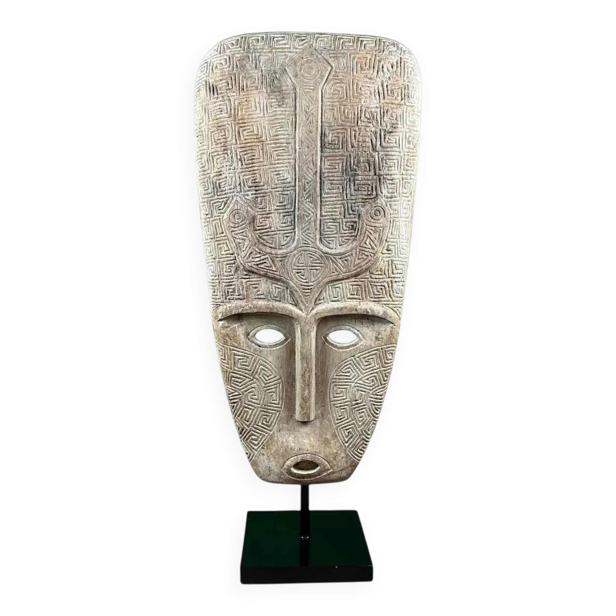 Grande sculpture, Totem artisanale en bois de Suar