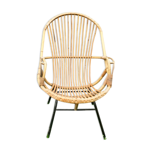 Fauteuil en rotin des années 60