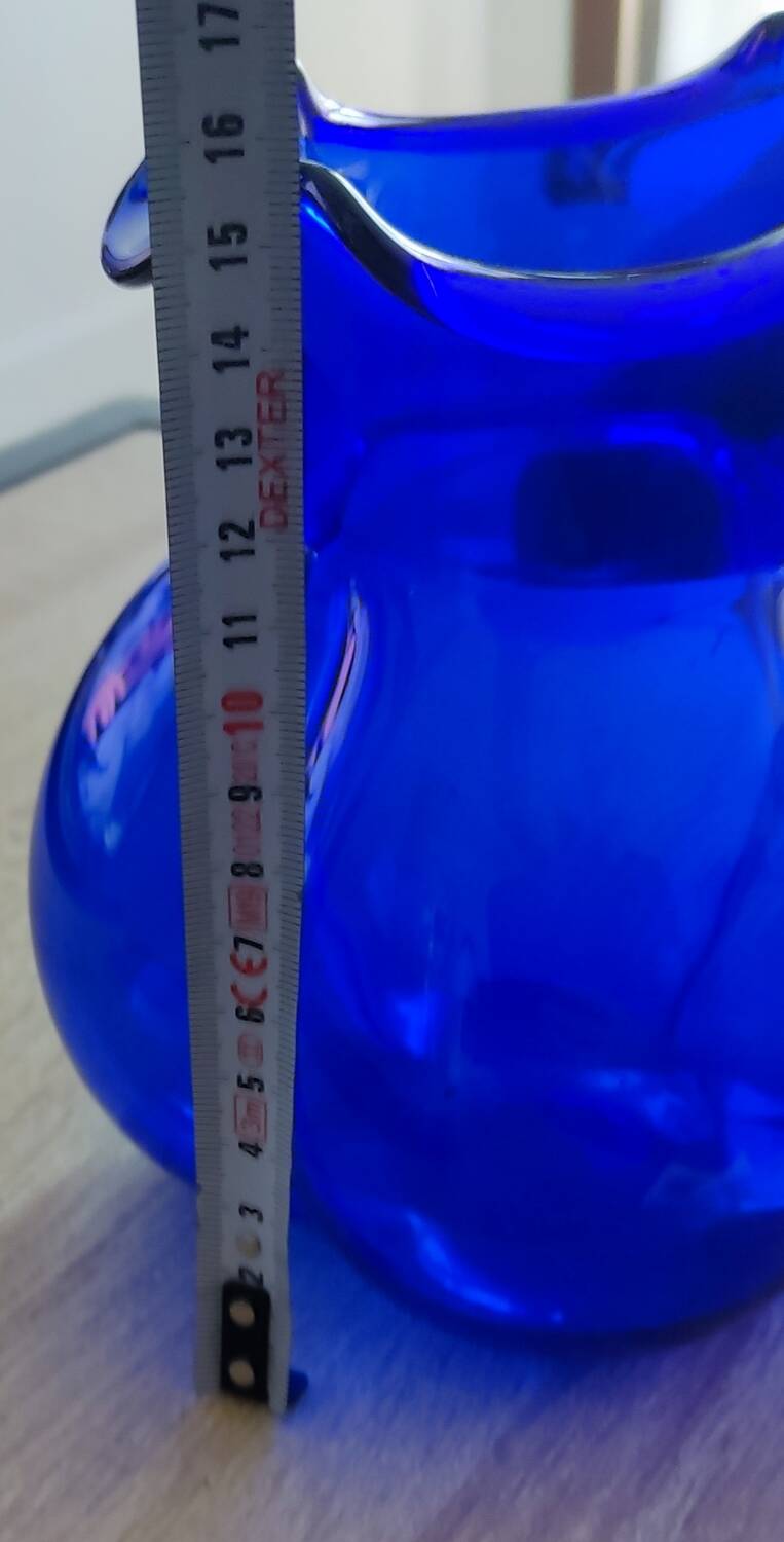 Vintage blue glass melon vase