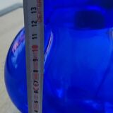 Vintage blue glass melon vase