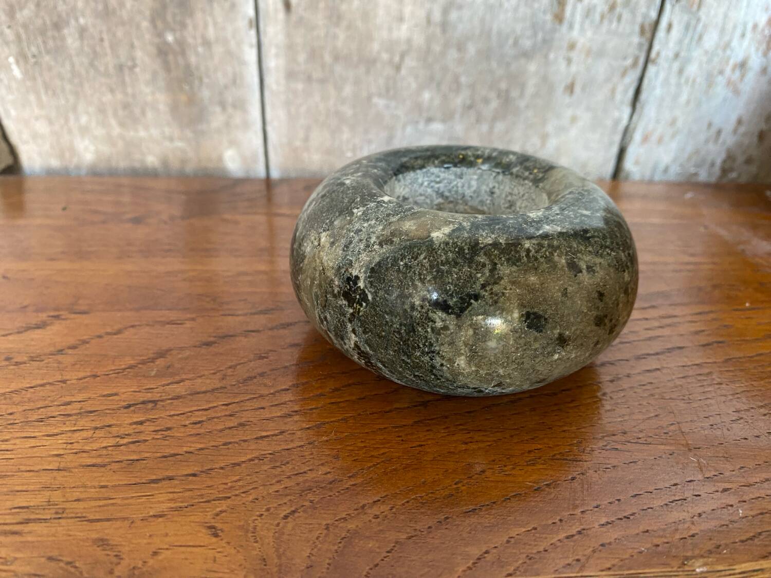 Antique Polished Marble Votive Candle Holder Round Circa 1980 Vintage