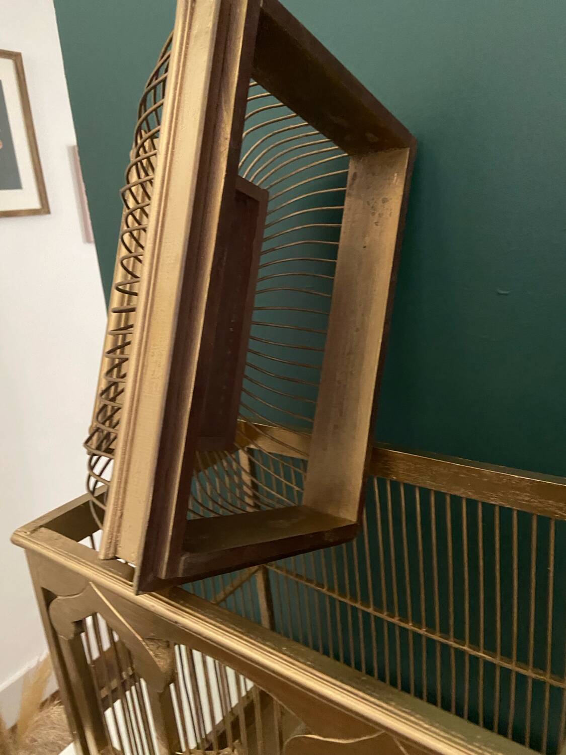 Cage à oiseaux vintage doré Colonial