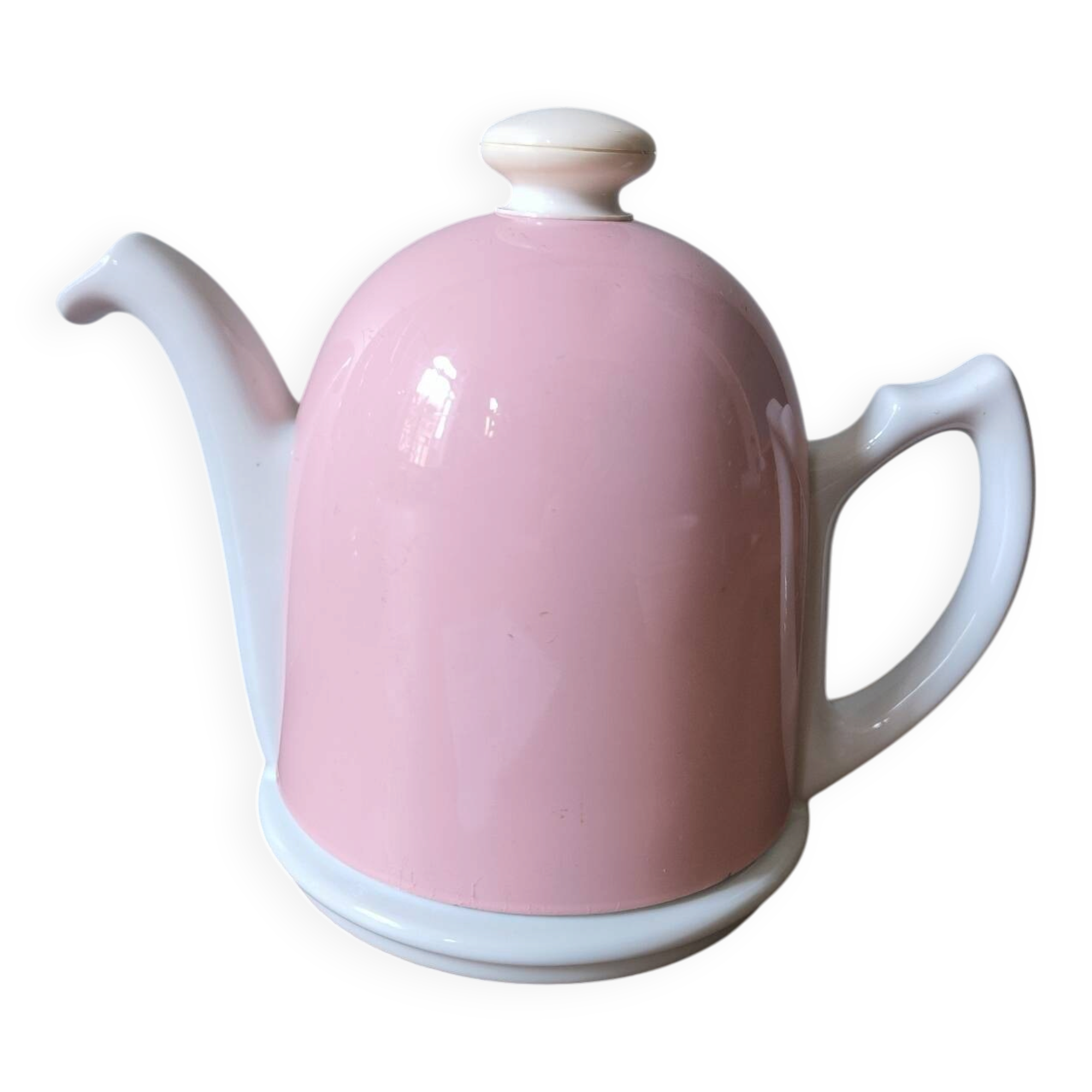 Théière tisanière vintage porcelaine cloche rose guy degrenne salam