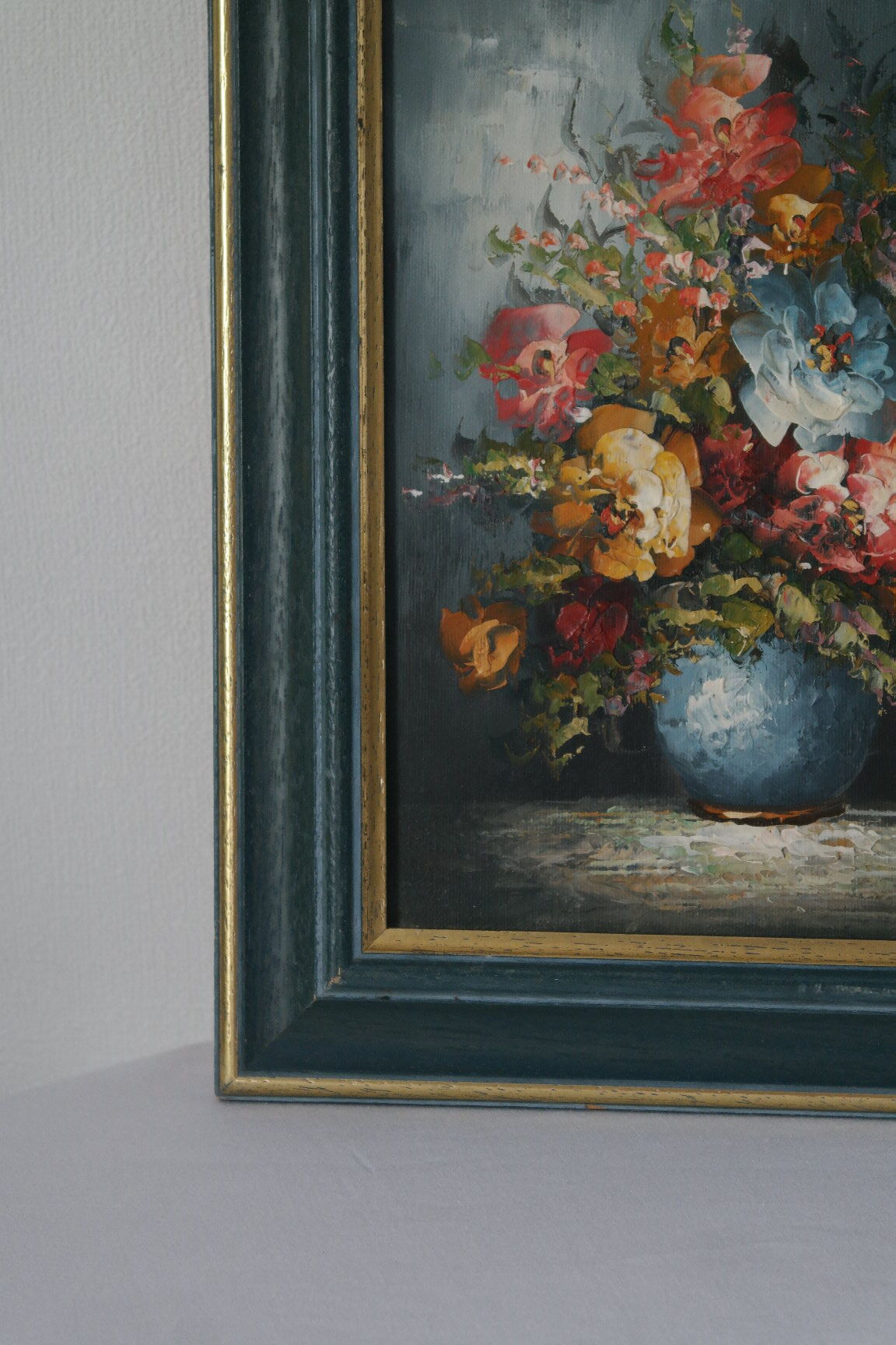 Painting bouquet of flowers oil on canvas