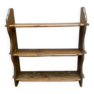 Étagère murale en bois massif rustique 76x86cm 3 niveaux 1970
