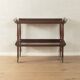 Classic serving trolley from the 1960s, solid Macoré frame with two Macoré veneer shelves and brass castors
