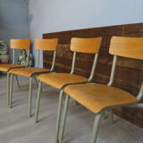 Set of 4 school chairs vintage gray tube