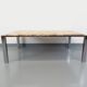 Large vintage coffee table in chrome metal, yellow onyx stone and resin from the 70s