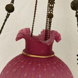 Hanging lamp Napoleon III frosted glass and enamelled glass