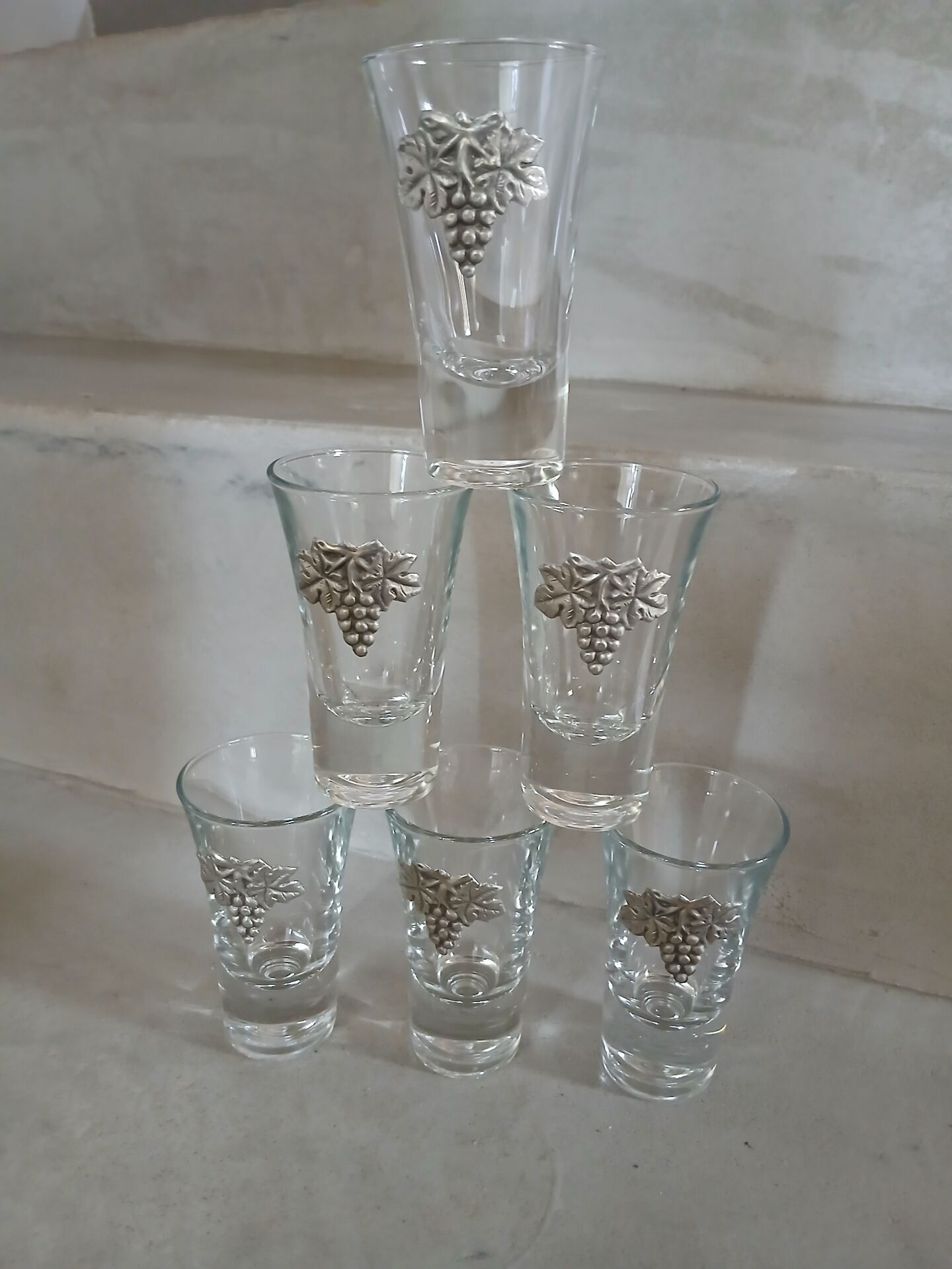 6 small antique liqueur glasses