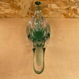 Ancien Vide Poche Coupe Cristal Vert & Transparent Vintage #B087