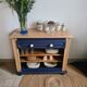 Buffet ouvert bleu de Sèvres et bois