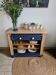 Buffet ouvert bleu de Sèvres et bois