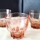 3 Verres de table en verre rosé  Années 50