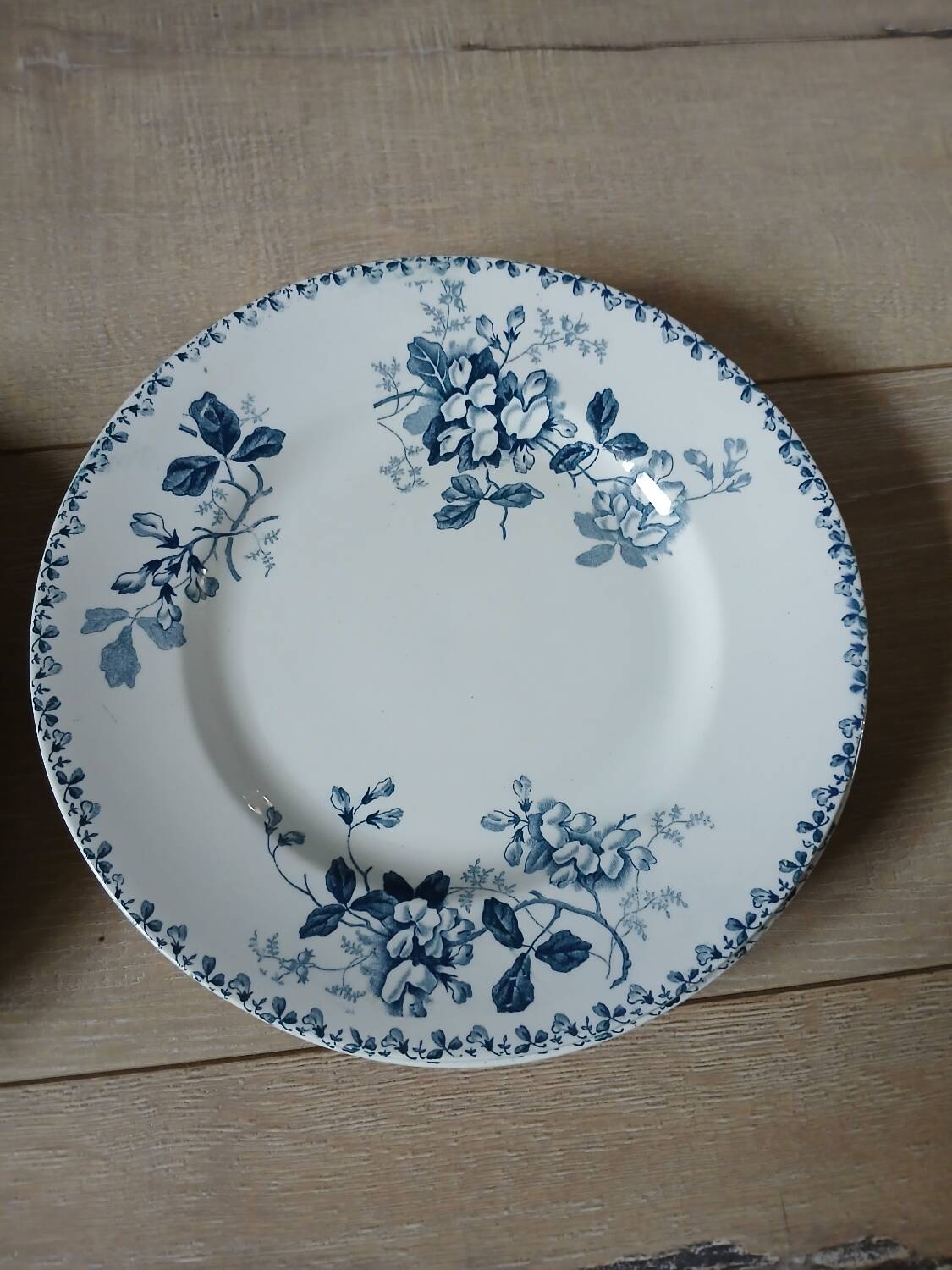 6 antique ironstone dinner plates