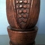 African sorghum spike lamp foot on five-faced base ~ hand carved ~ 1950s /1960