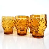 6 Vintage advertising glass signed on the reverse PERNOD SA in amber color