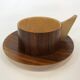 Vintage wooden cups and saucers in teak