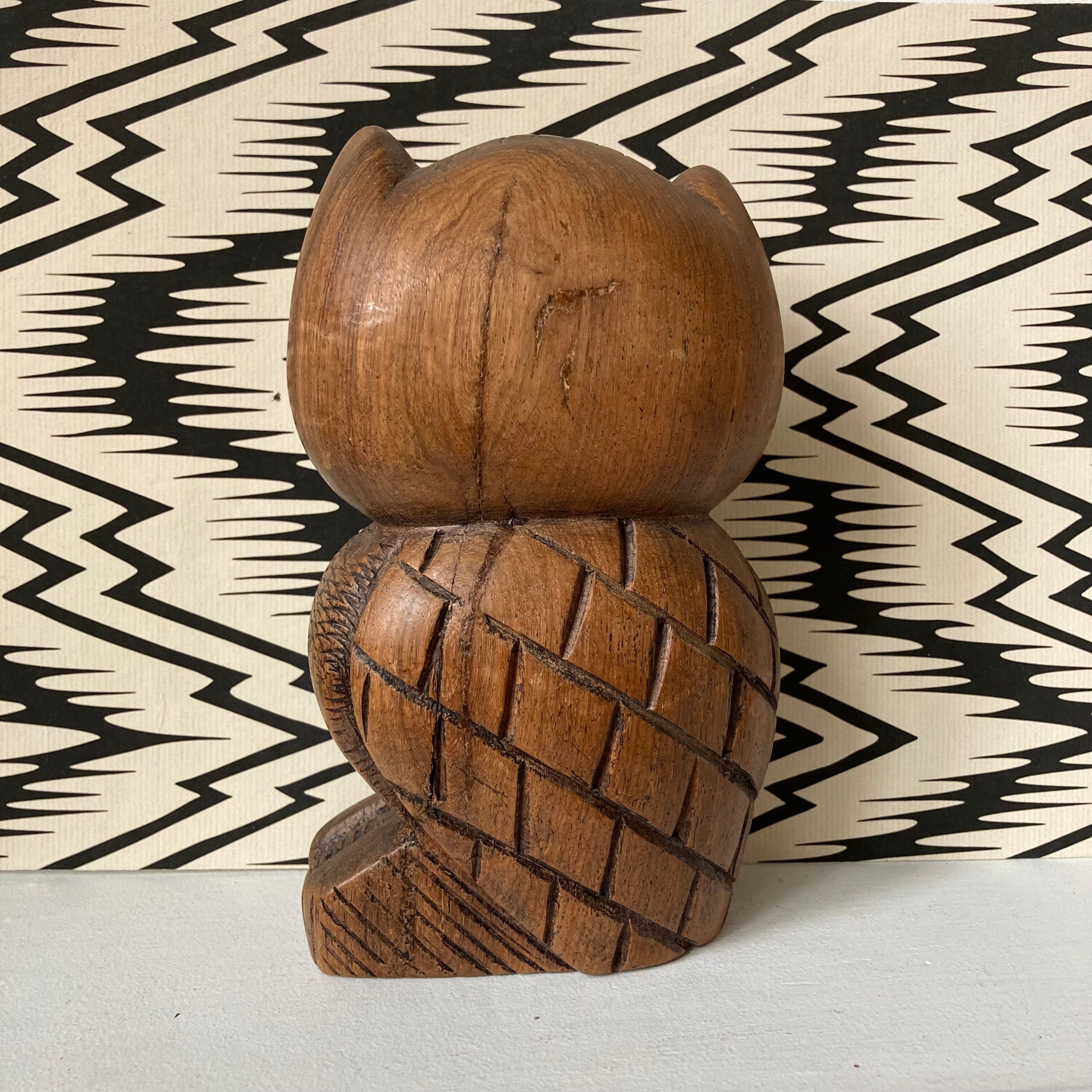 Owl in carved wood
