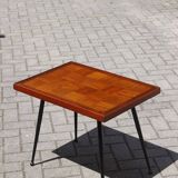 Modernist wood & steel coffee table France 1950s