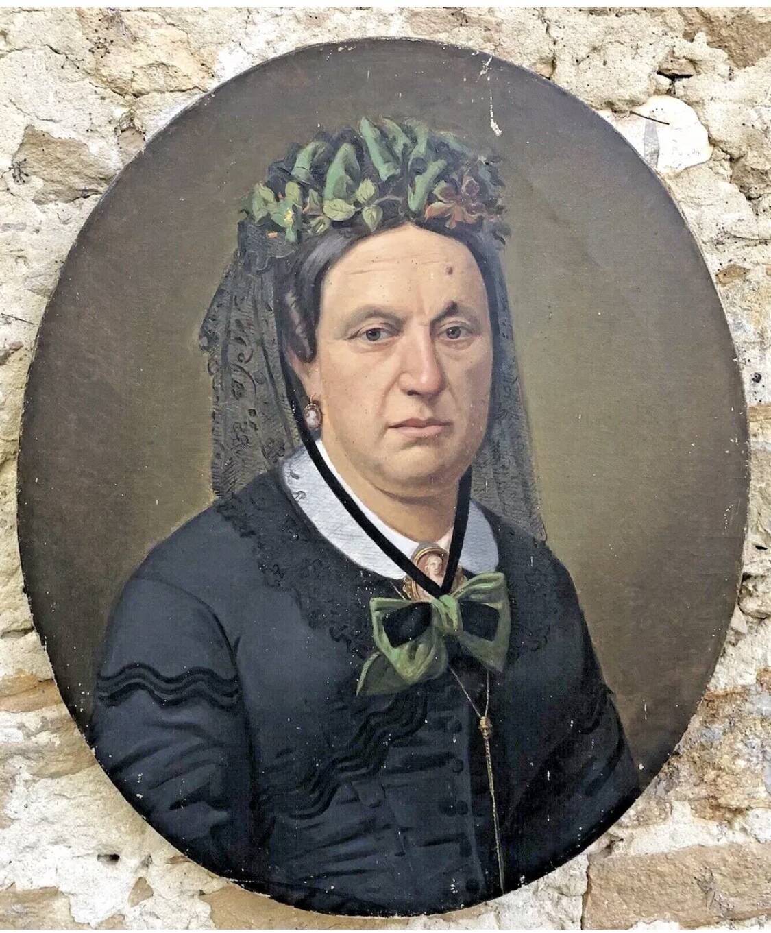 Oil painting on canvas XIX portrait Chevalier d'Eon