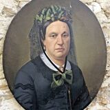 Tableau huile sur toile XIX portrait Chevalier d’Eon