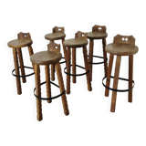 Brutalist oak Barstools