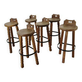 Brutalist oak Barstools