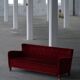Modern Danish canapé, 3-seater in red velvet, Fritz Hansen style, 1940s.