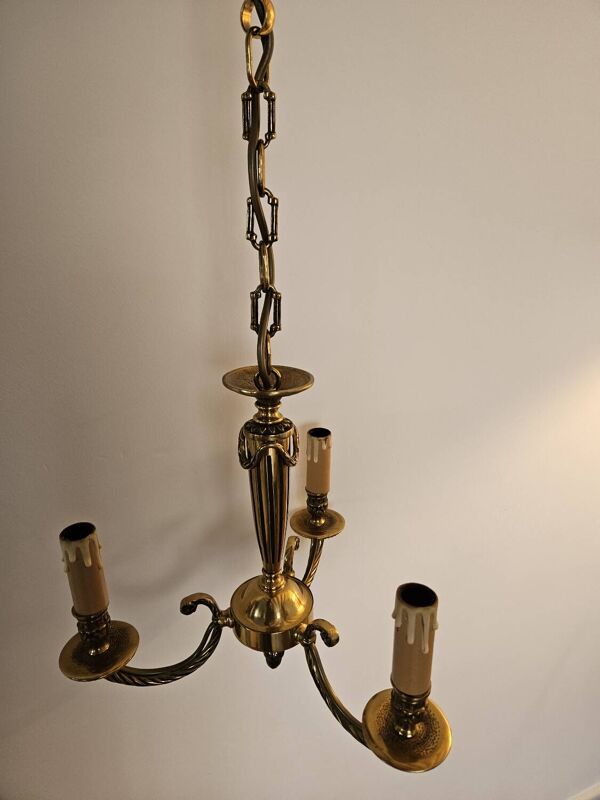 Lustre en bronze à 3 bras de lumière de style Louis XV