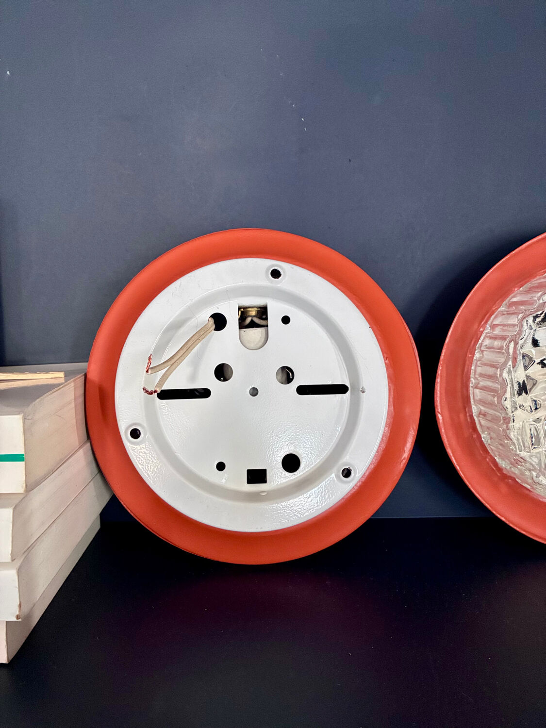 Pair of 70's wall lights in cut glass.