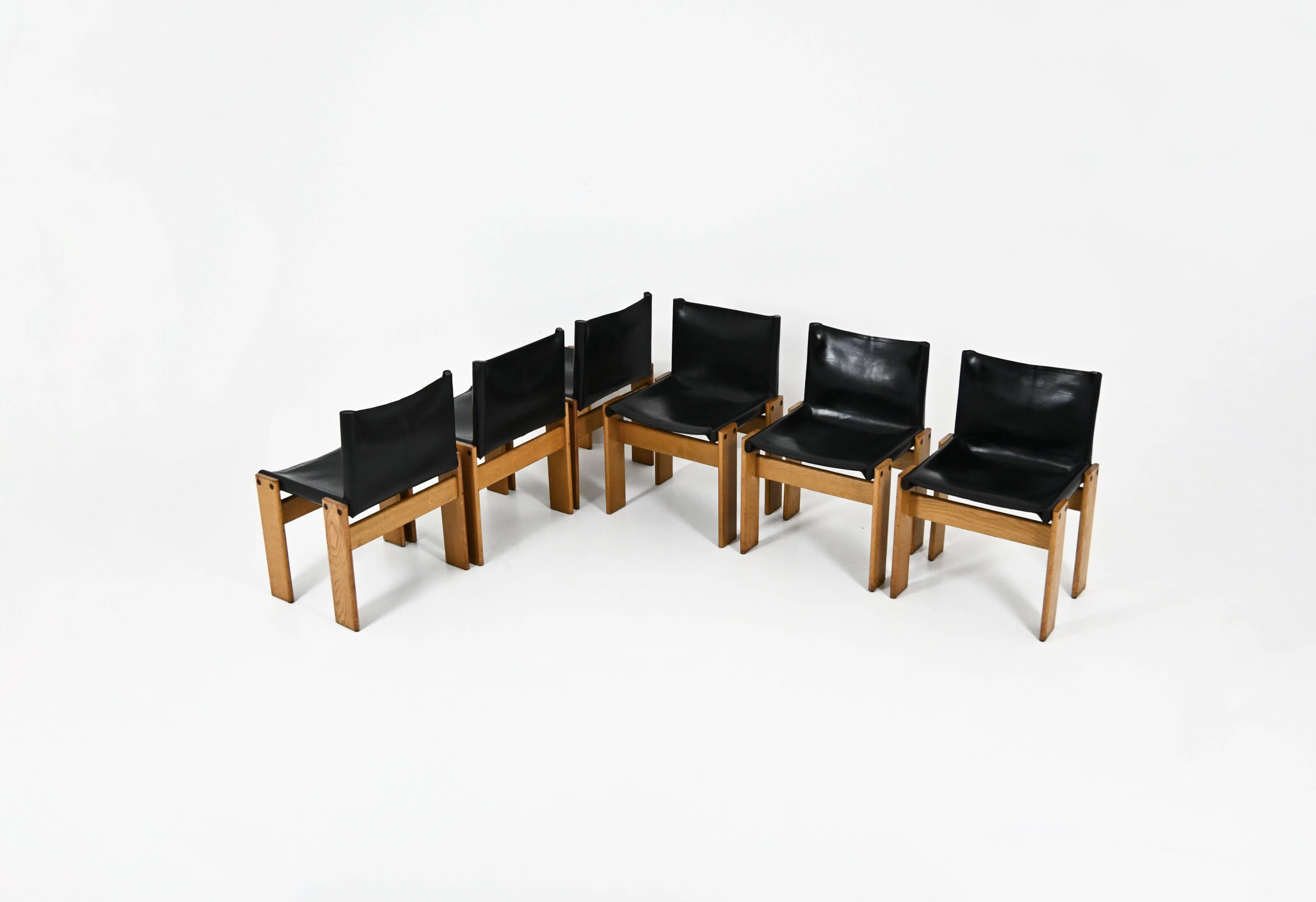 6 Monk dining chairs by Afra & Tobia Scarpa for Molteni, 1970