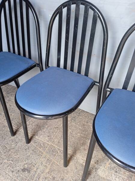 Lot de 4 chaises Malle Stevens metal epoque 1980