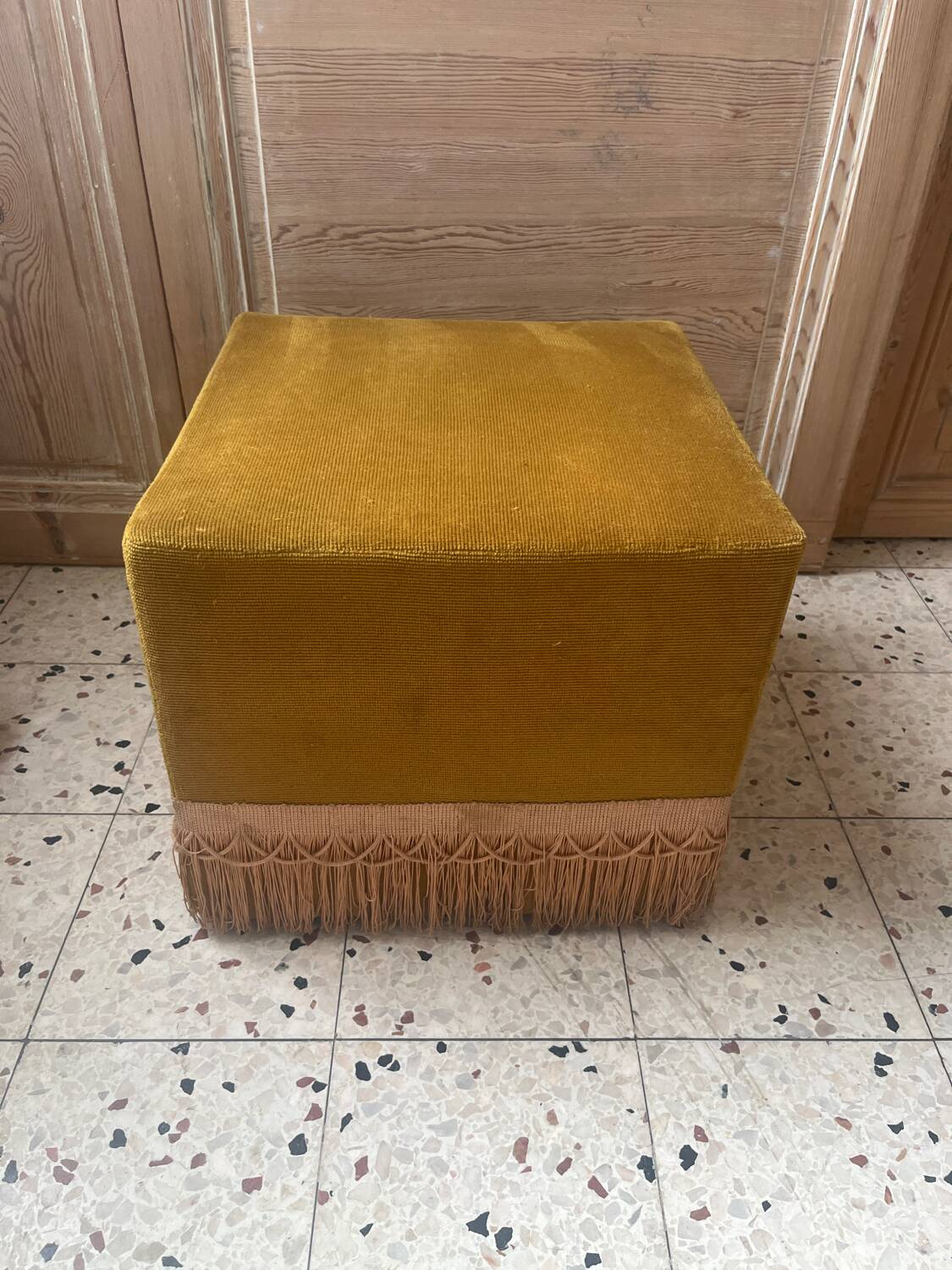 Velvet pouffe