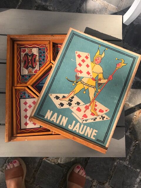 Old yellow wooden dwarf