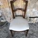 Chair style louis xvi carved wood & vintage white fabric