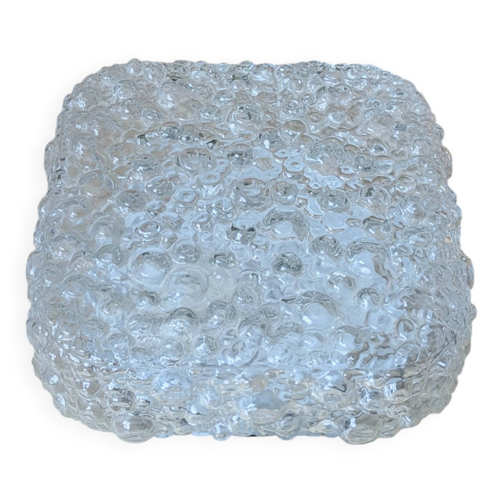 Square ceiling light with bubbled glass