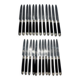 Empire-style knife set in ebony, with silver ferrules and pommels