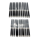 Ménagère de couteaux de style Empire en ébène, viroles et culots en argent