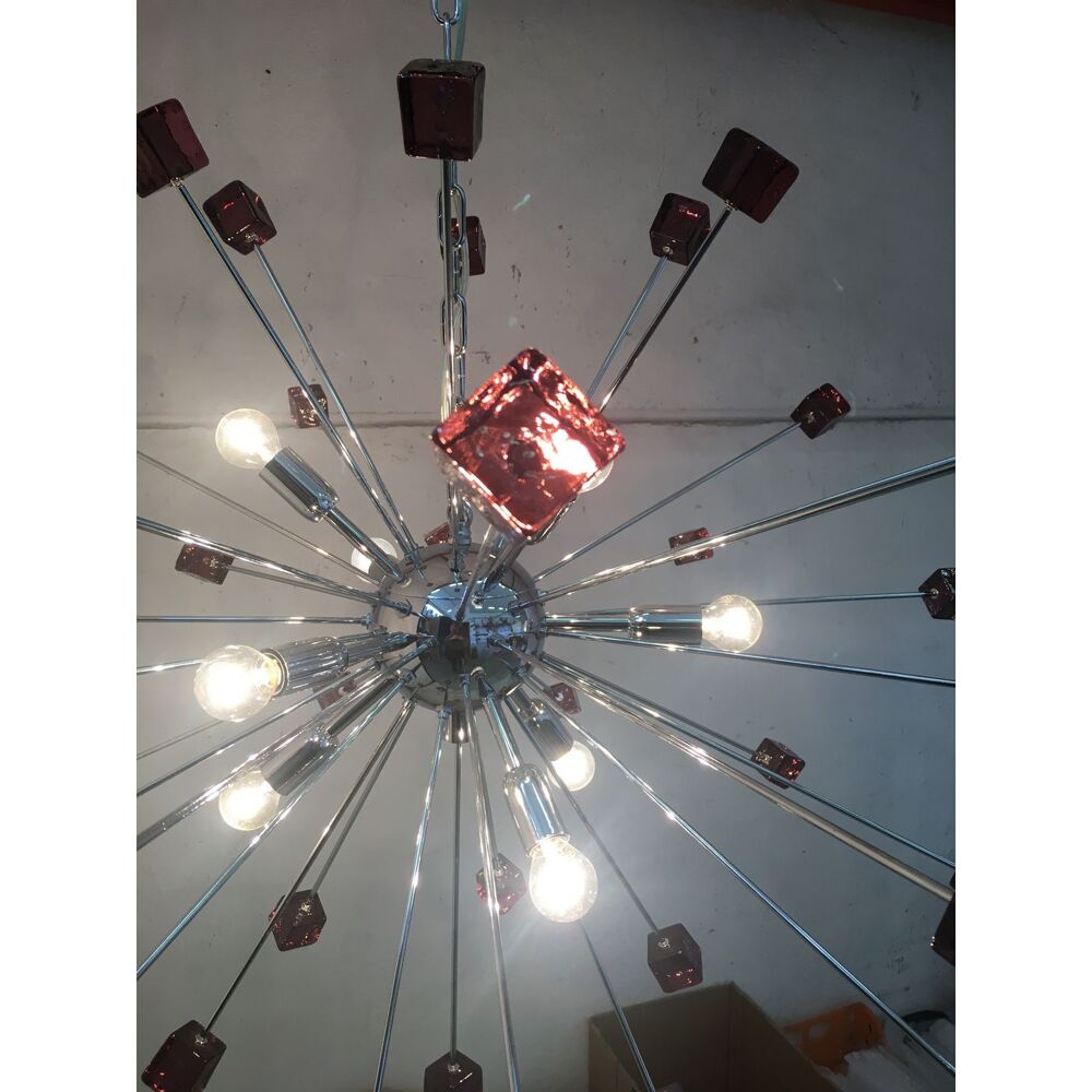 Lustre Ametista cubes murano verre spoutnik lustre