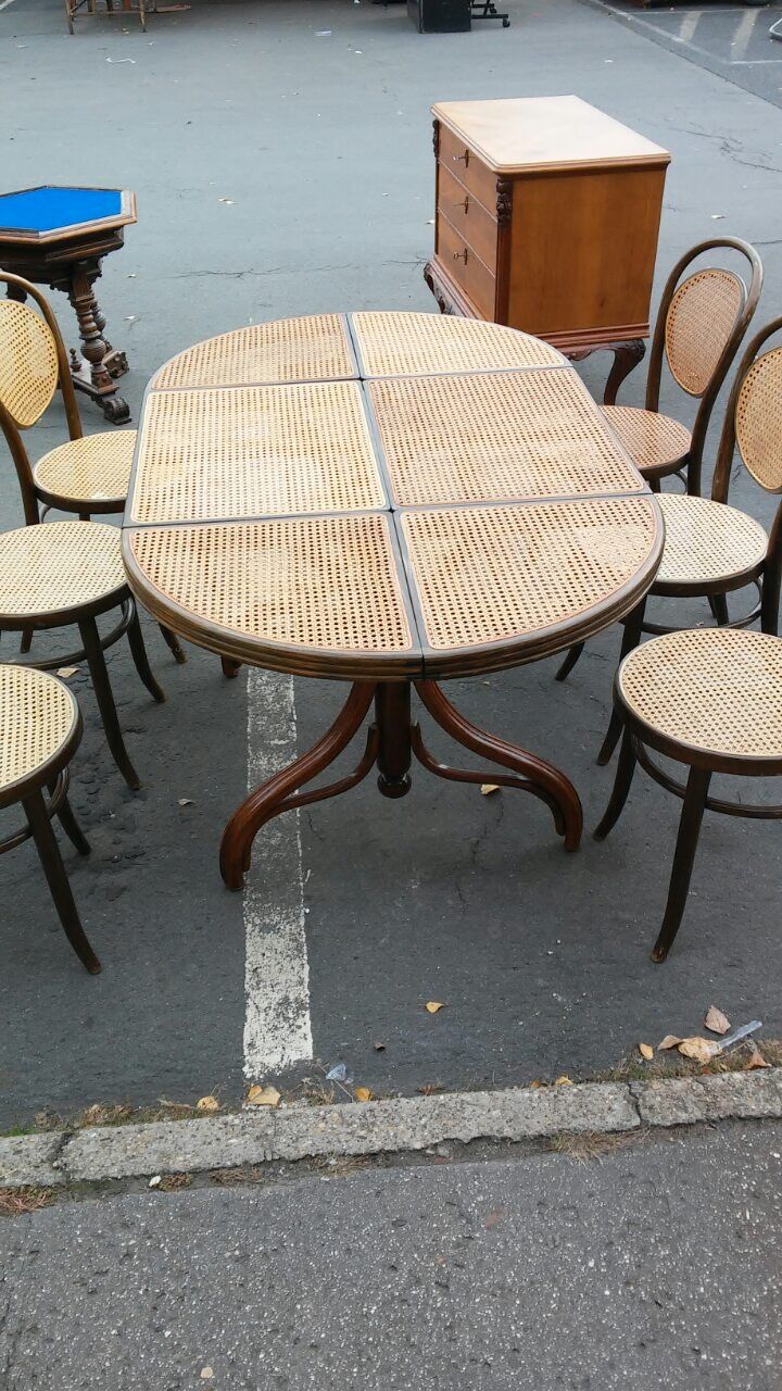 Table à manger ovale avec 6 chaises, Allemagne, années 1970