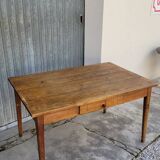 Old rustic farm table, one drawer - 1m30